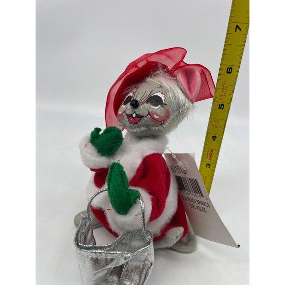Annalee Christmas Mouse Figurine With Red Outfit & Silver Accessories - Picture 5 of 6